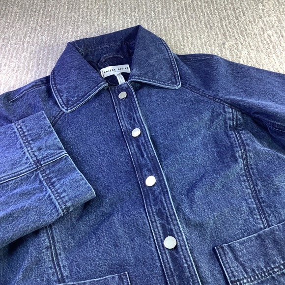 Apiece Apart Franke Swing Jacket Blue Denim Button Front Size Small Womens NWT - Picture 1 of 14